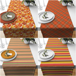 Fall Table Runner|Striped Tablecloth|Thanksgiving Decor|Farmhouse Style Tabletop|Housewarming Geometric Fall Home Decor|Autumn Table Runner