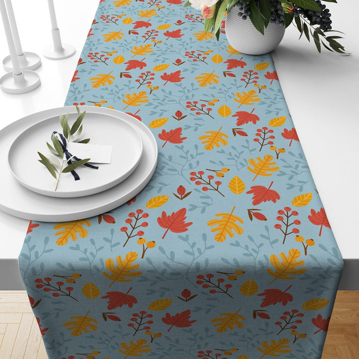 Fall Trend Table Runner|Acorn Drawing Tablecloth|Leaf and Acorn Print Table Decor|Farmhouse Style Tabletop|Sunflower Autumn Home Decor