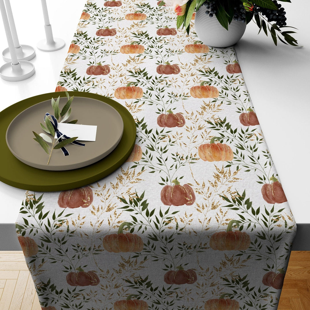 Fall Trend Table Runner|Acorn Drawing Tablecloth|Leaf and Acorn Print Table Decor|Farmhouse Style Tabletop|Sunflower Autumn Home Decor