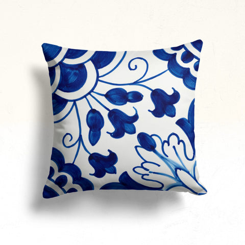 Blue Leaves Pillow Case|Summer Home Decor|Floral Cushion Cover|Boho Cushion Case|Decorative Throw Pillowtop|Floral Sofa Decor