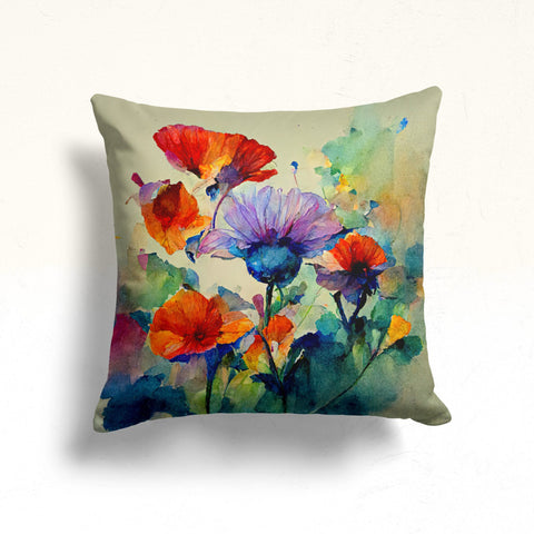 Colorful Floral Pillow Cover|Decorative Pillow Sham|Summer Trend Cushion Case|Boho Bedding Decor|Housewarming Cushion Cover|Throw Pillowtop