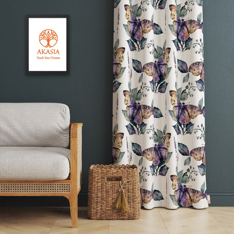 Floral Butterfly Curtain|Butterfly Print Living Room Curtain|Housewarming Window Decor|Thermal Insulated Panel Window Treatment