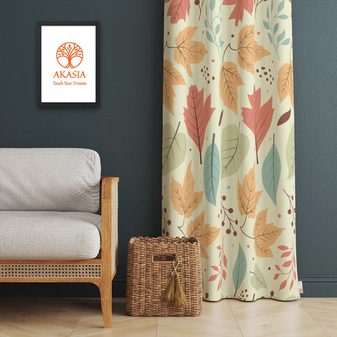 Fall Trend Curtain|Leaf Print Curtain|Thermal Insulated Window Treatment|Floral Home Decor|Plant Window Decor|Decorative Living Room Curtain