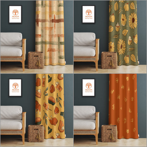 Fall Trend Curtain|Leaf Print Curtain|Thermal Insulated Window Treatment|Sunflower Decor|Thanksgiving Window Decor|Living Room Curtain