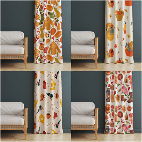 Autumn Curtain|Fall Trend Curtain|Thermal Insulated Window Treatment|Fall Window Decor|Thanksgiving Decor|Living Room Curtain