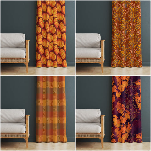 Fall Trend Curtain|Pumpkin Curtain|Plaid Fall Curtain|Thermal Insulated Window Treatment|Autumn Decor|Thanksgiving Window Decor