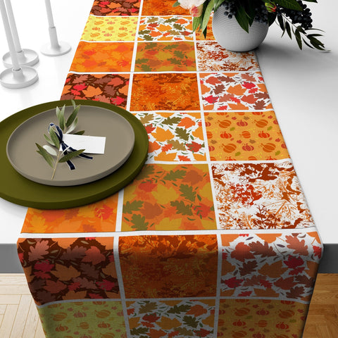 Floral Fall Table Runner|Flower Drawing Tablecloth|Leaf and Flower Print Table Decor|Farmhouse Style Tabletop|Housewarming Fall Home Decor