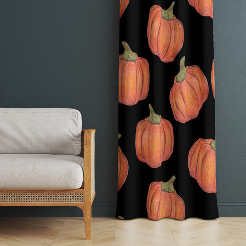 Pumpkin Curtain|Autumn Curtain|Thermal Insulated Window Treatment|Pumpkin Home Decor|Thanksgiving Window Decor|Fall Trend Curtain