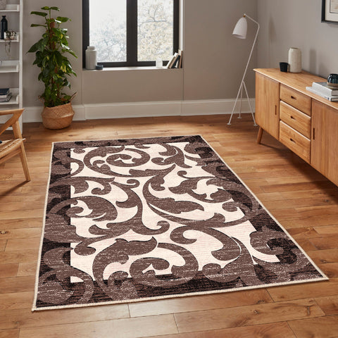 Abstract Floral Area Rug|Contemporary Carpet|Machine-Washable Non-Slip Rug|Decorative Anti-Slip Housewarming Carpet|Floral Floor Rug