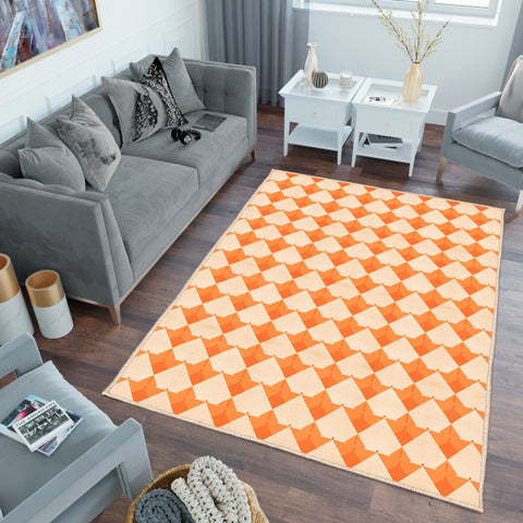 Geometric Area Rug|Triangle Design Rug|Machine-Washable Non-Slip Rug|Stylish Multi-Purpose Anti-Slip Carpet|Living Room Carpet
