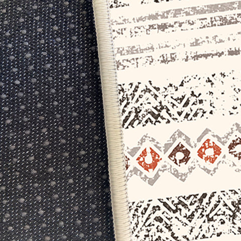 Rustic Rug Design Carpet|Ethnic Boho Rug|Kilim Pattern Carpet|Aztec Print Floor Covering|Worn Looking Machine-Washable Non-Slip Mat