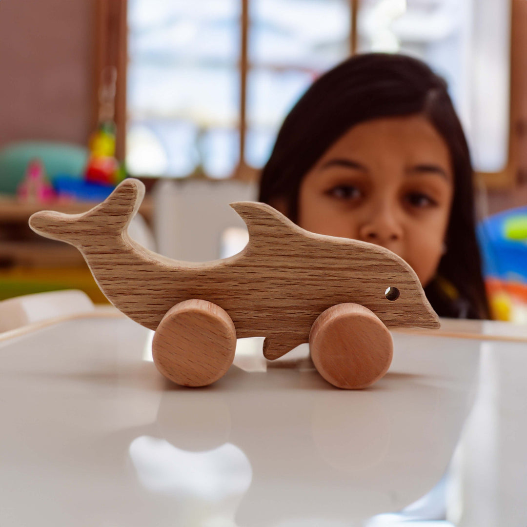 Artisanal Dolphin Wood Natural Push Toy for Baby Gift – Akasia