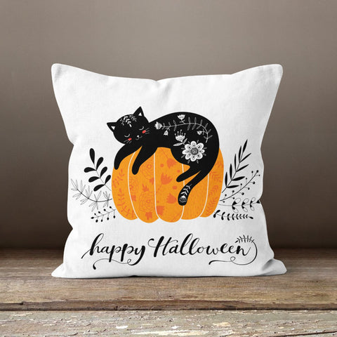 Halloween Pillow Case|Scary Skull Cushion Case|Fall Trend Cat Pillowcase|Autumn Cushion Case|Pumpkin Throw Pillowtop|Trick or Treat Decor