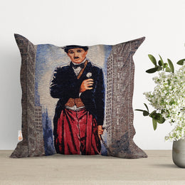 Tapestry Pillow Cover|Decorative Charlie Chaplin Pillow Case|Gobelin Throw Pillowcase|Tapestry Handmade Decor|Celebrity Cushion Cover