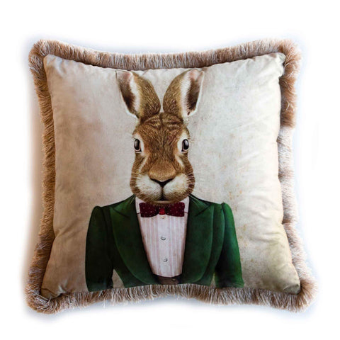 Royal Animal Pillow Cover|Frilly Rabbit, Cockerel Cushion Case|Pet Costume Pillowcase|Throw Pillow Cover|Animal Portrait Cushion Case