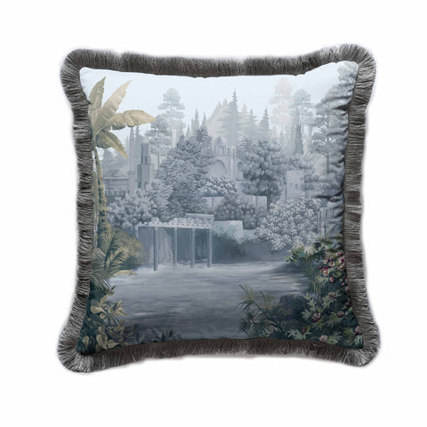 Tropical Pillow Case|Frilly Abstract Brown Cushion Case|Decorative Pillowcase|Leaf Print Cushion Cover|Housewarming Throw Pillow Cover