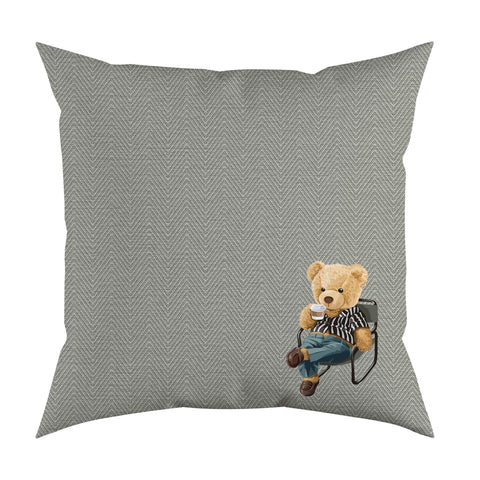 Cute Bear Pillow Cover|Frilly Bear Drinking Coffee Cushion Case|My Valentine Print Bear Pillowcase|Animal Throw Pillow Case|Luxury Decor