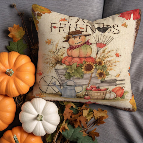 Green Pumpkin Cushion Cover|Cozy Outdoor Pillowcase|Gingham Pattern Pillowcase|Acorn Pillow Cover|Hedgehog Pillow Case|Autumn Cushion Case