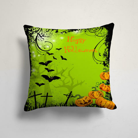 Halloween Pillow Case|Fall Trend Bat Pillowcase|Ghost Cushion Case|Carved Pumpkin Throw Pillow Top|Haunted House Print Autumn Cushion Case