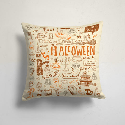 Halloween Pillow Case|Scary Cushion Case|Fall Trend Pillowcase|Carved Pumpkin with Witch Hat Throw Pillow Top|Autumn Cushion Case