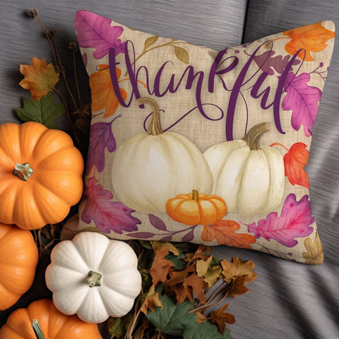 Thanksgiving Pillow Cover|Comfy Throw Pillowtop|Autumn Cushion Case|Thankful Pillowcase|Fall Cushion Cover|Gather Pillow Case|Blessed Pillow