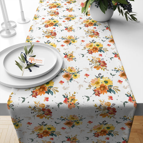 Autumn Tablecloth|Thanksgiving Table Topper|Seasonal Table Runner|Fall Table Top|Leaf Table Coverlet|Plaid Kitchen Decor|Flower Table Decor