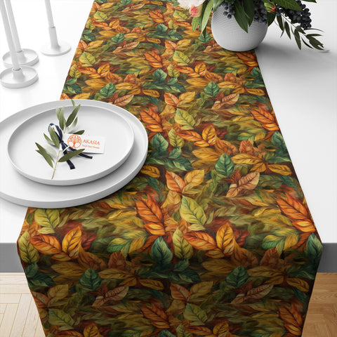 Leaf Table Dressing|Farmhouse Tablecloth|Autumn Kitchen Decor|Plant Table Top|Cozy Table Runner|Boho Table Setting|Fall Table Topper