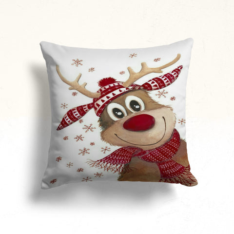 Christmas Cushion Case|Cozy Winter Pillowcase|Stag Pillow Case|Reindeer Throw Pillowtop|Cute Deer Cushion Cover|Xmas Pillow Cover