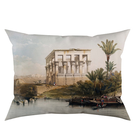 Big Leaves Pillow Cover|Frilly Stork Print Cushion Case|Decorative Historical Building Pillowcase|Housewarming Rustic Lumbar Pillow Case
