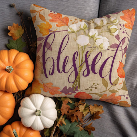Thanksgiving Pillow Cover|Comfy Throw Pillowtop|Autumn Cushion Case|Thankful Pillowcase|Fall Cushion Cover|Gather Pillow Case|Blessed Pillow