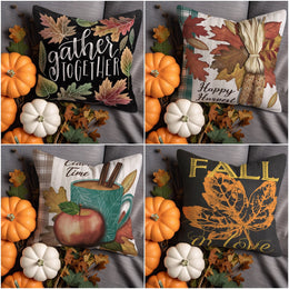 Autumn Cushion Case|Coffee Cushion Cover|Fall In Love Pillow Cover|Happy Harvest Throw Pillowtop|Boho Pillowcase|Leaf Pillow Case