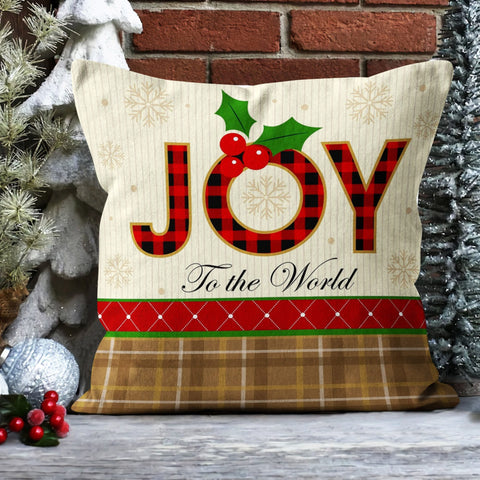 Merry Xmas Sofa Pillow Top|Red Berry Outdoor Pillowcase|Joy To The World Cushion Case|Bird Decor|Xmas Bell Throw Pillow Cover|Winter Pillow