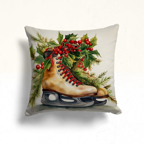 Winter Pillow Case|Red Berry Sofa Pillow Cover|Green Leaf Outdoor Pillowcase|Christmas Porch Cushion Case|Boot Throw Pillowtop
