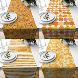 Autumn Table Coverlet|Striped Table Top|Orange Tablecloth|Leaf Kitchen Decor|Fall Table Topper|Geometric Table Setting|Red Berry Table Decor
