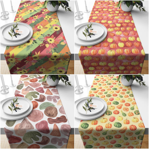 Autumn Table Topper|Fall Table Setting|Abstract Table Runner|Sunflower Table Top|Pumpkin Kitchen Decor|Cozy Tablecloth|Autumn Table Dressing