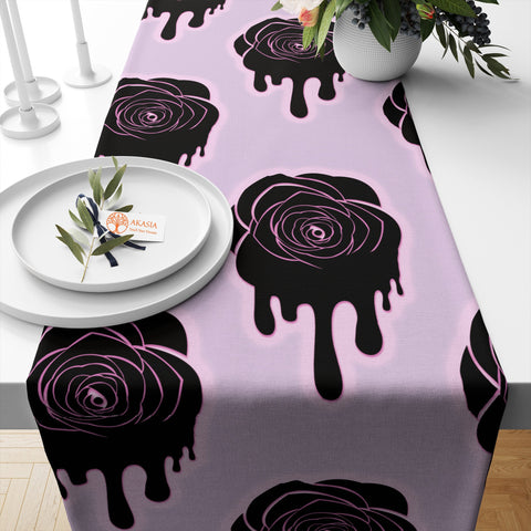 Spooky Table Topper|Bat Table Dressing|Boo Table Runner|Spider Table Setting|Creep Kitchen Decor|Halloween Tablecloth|Melting Rose Table Top