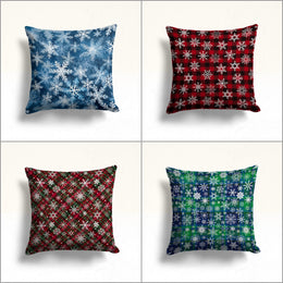 Snowflake Winter Pillow Case|Plaid Design Xmas Pillow Cover|Festive Throw Pillowtop|Checkered Home Decor|Geometric Porch Cushion Case