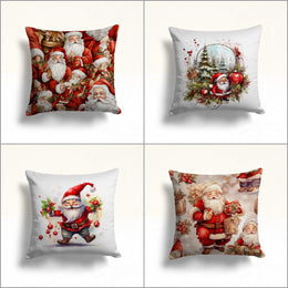 Santa Claus Outdoor Cushion Case|Father Christmas Sofa Cushion Case|Xmas Decoration Throw Pillowcase|Pine Tree Pillow Cover|Winter Pillow