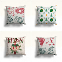Hope Print Outdoor Cushion Case|Xmas Ornament Sofa Cushion Case|Candy Cane Porch Pillow Sham|Winter Pine Cone Throw Pillowcase