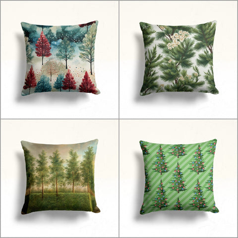 Winter Throw Pillowcase|Cozy Farmhouse Cushion Case|Xmas Tree Boho Pillow Cover|Christmas Couch Cushion Cover|Tree Print Outdoor Pillow Case