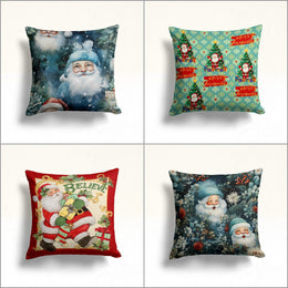 Merry Xmas And Believe Print Throw Pillowcase|Santa Claus Porch Pillow Top|Xmas Decoration Sofa Cushion Case|Father Christmas Outdoor Pillow