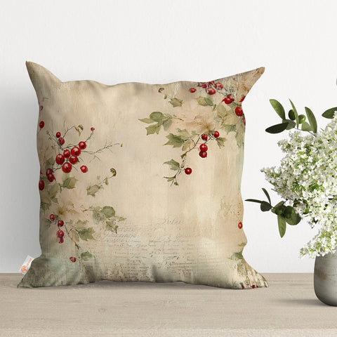 Christmas Throw Pillowtop|Decorated Xmas Tree Pillow Case|Floral Porch Decor|Winter Cushion Case|Lightbulb Pillow Cover|Berry Cushion Cover