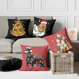 Xmas Cushion Cover|Cat Print Home Decor|Pizza Slice Outdoor Pillow Case|Dog Print Pillow Cover|Winter Throw Pillowcase|Chicken Cushion Case