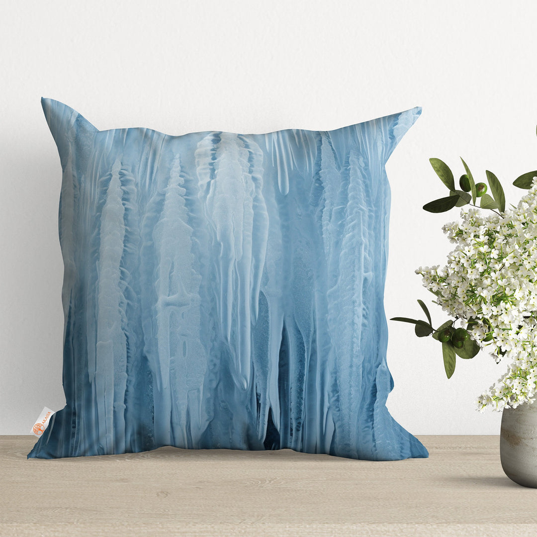 Frozen Cushion Cover|Winter Cushion Case|Christmas Throw Pillowtop|Bluish Xmas Porch Decor|Abstract Pillow Case|Snowflake Print Pillow Cover