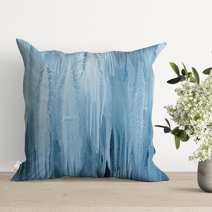 Frozen Cushion Cover|Winter Cushion Case|Christmas Throw Pillowtop|Bluish Xmas Porch Decor|Abstract Pillow Case|Snowflake Print Pillow Cover