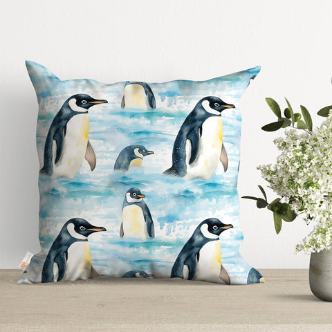 Animal Print Winter Cushion Cover|Penguin Throw Pillowtop|Winter Pillow Cover|Reindeer Porch Decor|Xmas Pillow Case|Rabbit Cushion Case