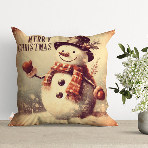 Snowman Print Xmas Pillow Case|Merry Christmas Cushion Cover|Winter Sofa Decor|Xmas Pillow Cover|Decorative Pillowtop|Winter Trend Cushion