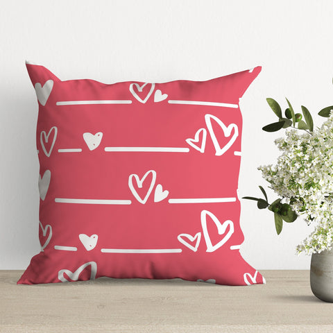 Heart Print Throw Pillowcase|Striped Cushion Case|Love Print Pillow Case|Romantic Pillow Cover|Valentine Cushion Cover|Gift For Him