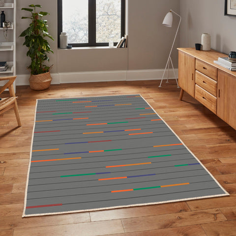 Striped Carpet|Boho Area Rug|Trendy Machine-Washable Non-Slip Rug|Cozy Farmhouse Floor Covering|Multi-Purpose Anti-Slip Carpet|Stylish Rug