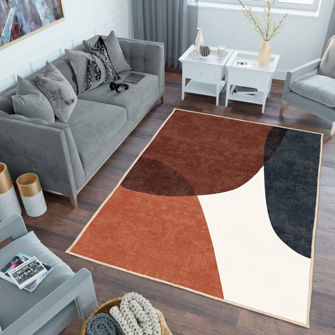 Decorative Area Rug|Abstract Floor Covering|Machine-Washable Non-Slip Rug|Cozy Living Room Rug|Stylish Multi-Purpose Anti-Slip Carpet